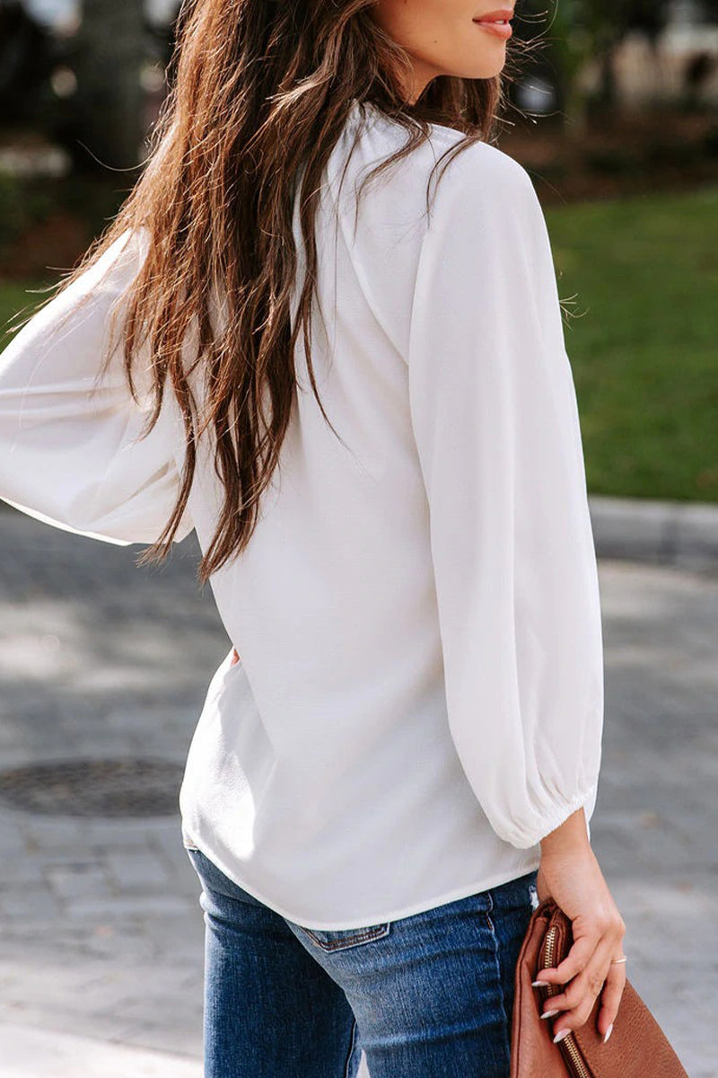 Jessica | Casual, simple, solid color V-neck blouses