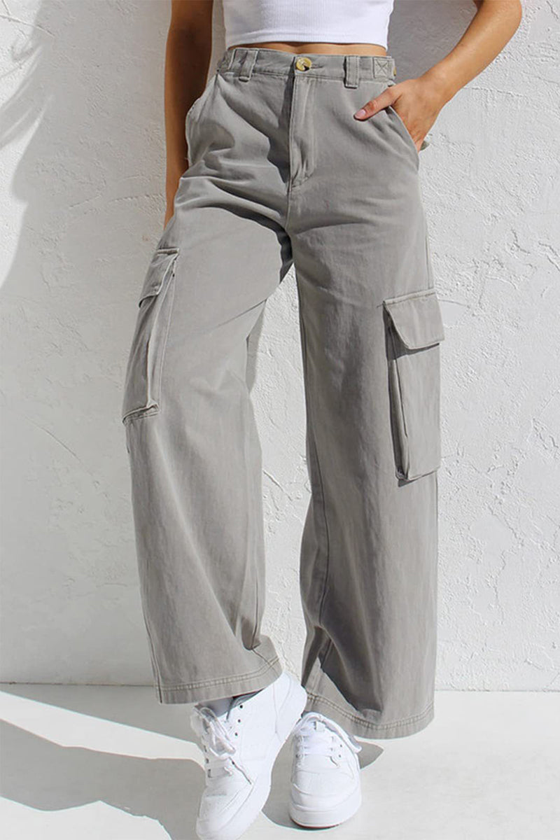Liliana | Casual, simple, solid, loose, straight, low waist solid color trousers
