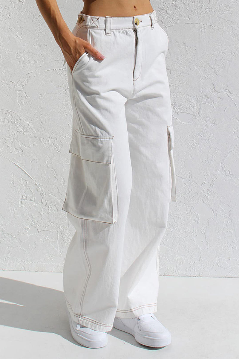 Liliana | Casual, simple, solid, loose, straight, low waist solid color trousers