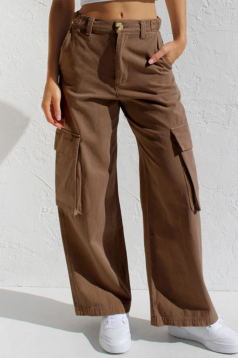 Liliana | Casual, simple, solid, loose, straight, low waist solid color trousers