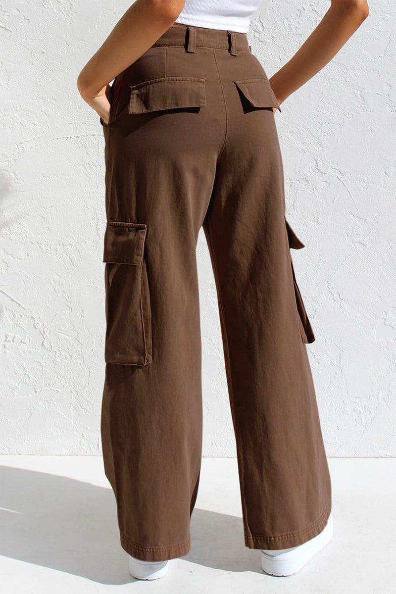 Liliana | Casual, simple, solid, loose, straight, low waist solid color trousers