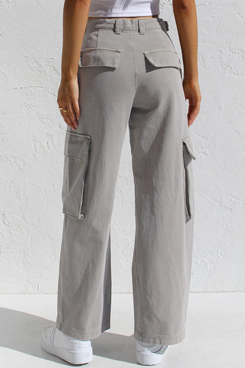 Liliana | Casual, simple, solid, loose, straight, low waist solid color trousers