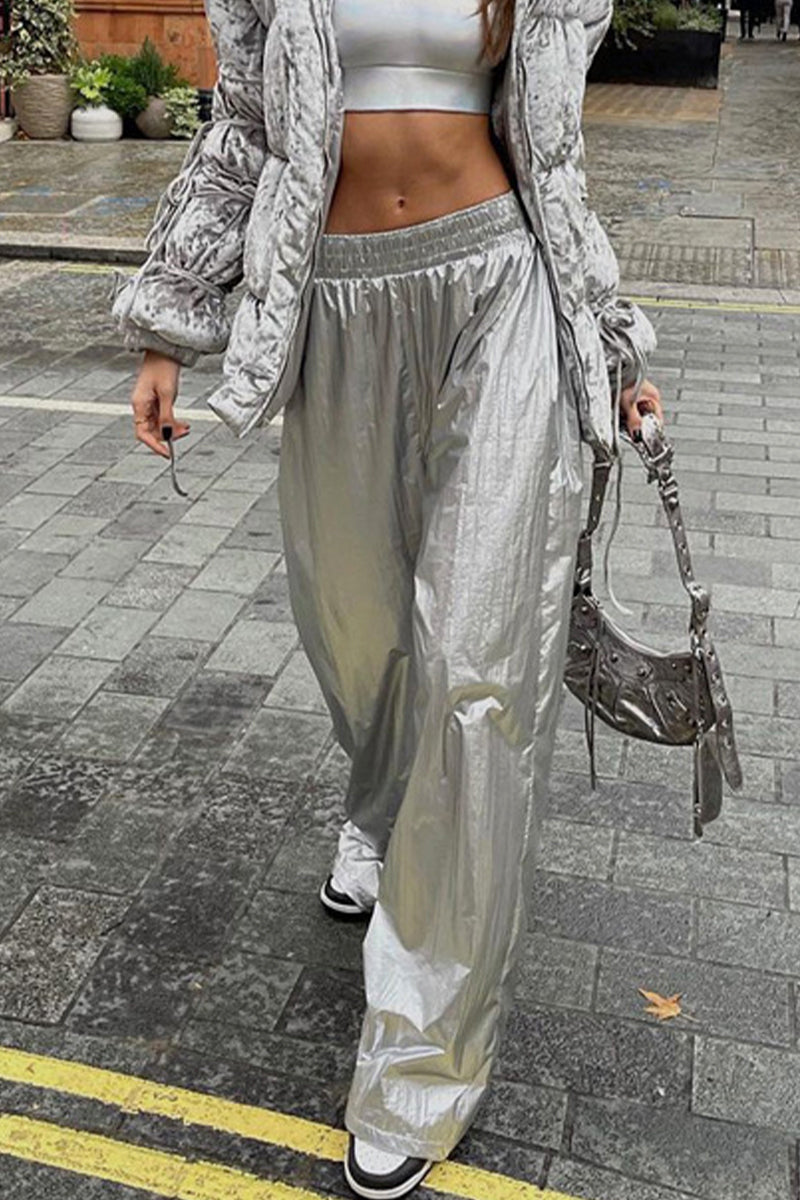 Lorena | Casual Street Solid Loose High Waist Wide Leg Solid Color Bottoms