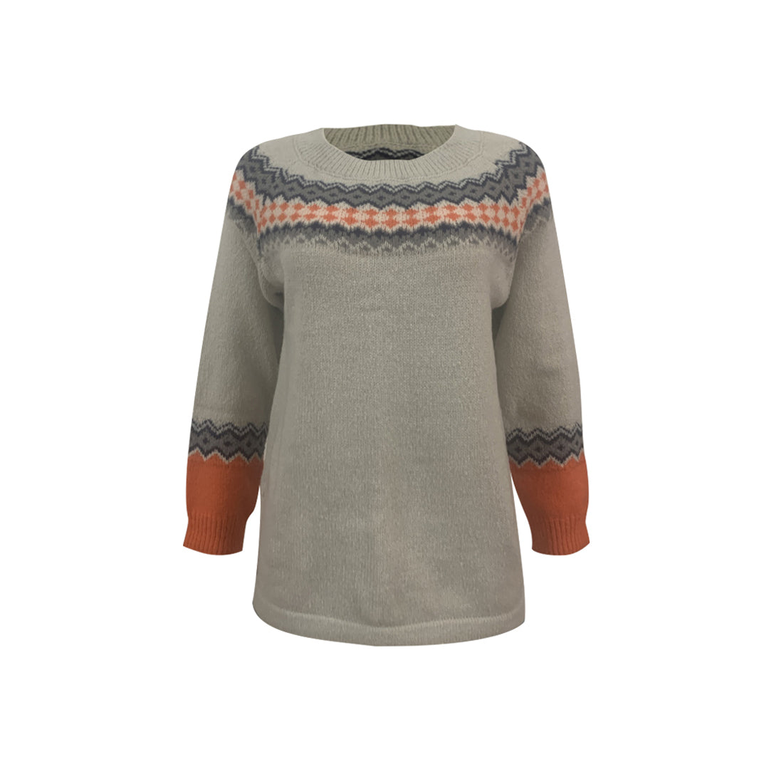 Luisa | Casual color block sweaters with O-neck and contrast