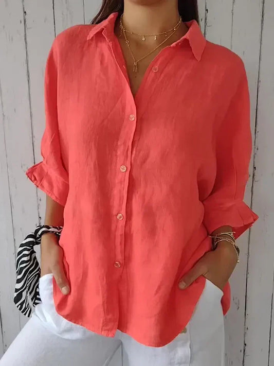 Karen® | Stylish Solid Color Blouse With Buttons