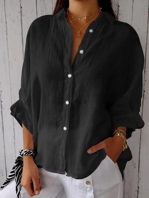 Karen® | Stylish Solid Color Blouse With Buttons