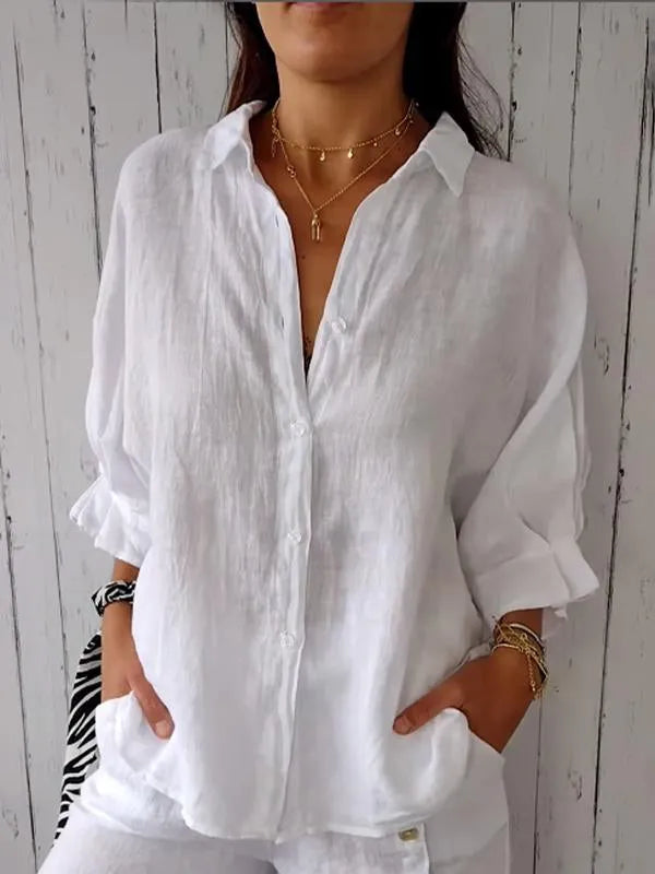 Karen® | Stylish Solid Color Blouse With Buttons