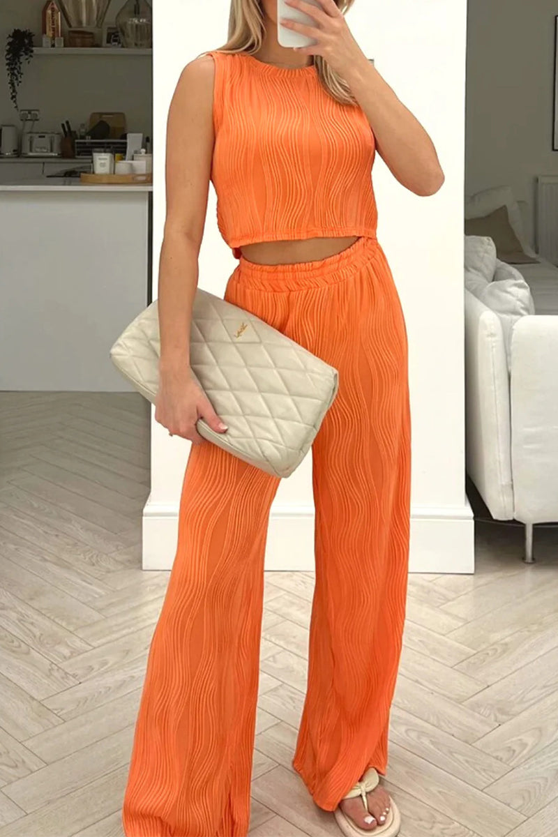 Leila® | Elegant Sleeveless Top And High-Waisted Pants Set