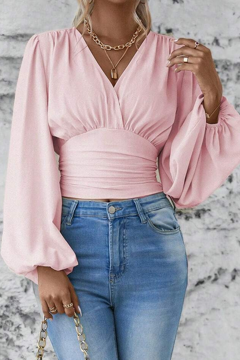 Eugenia® | Stylish V-Neck Blouse With Long Flared Sleeves
