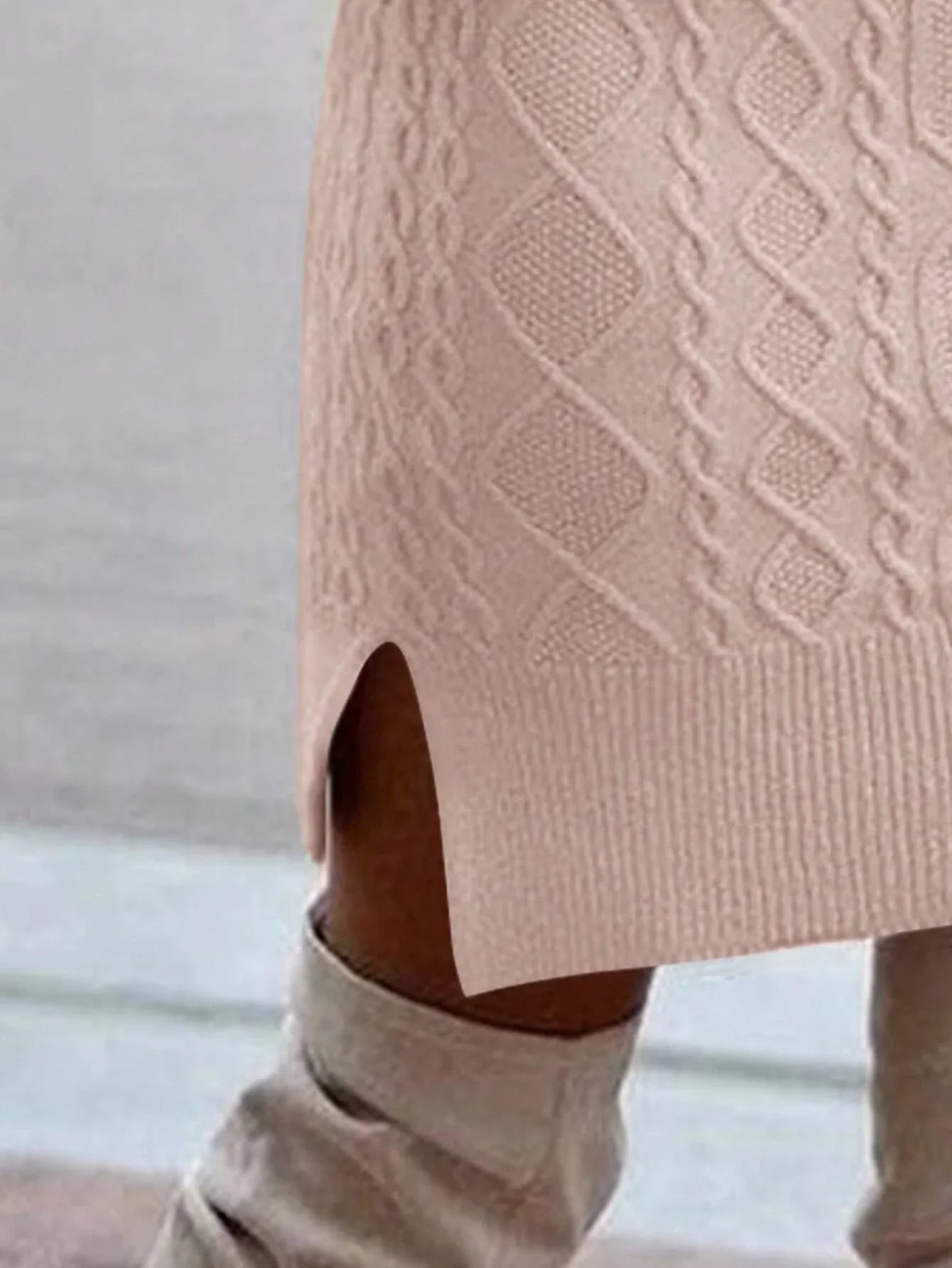 Rosario | Women's knitted dress with stand-up collar and slit hem