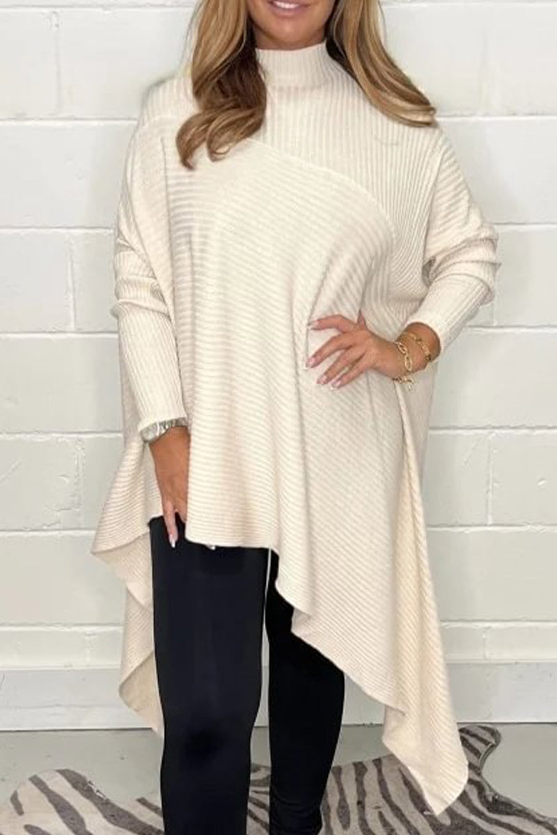 Aurora | Casual solid color irregular turtleneck sweaters for everyday wear