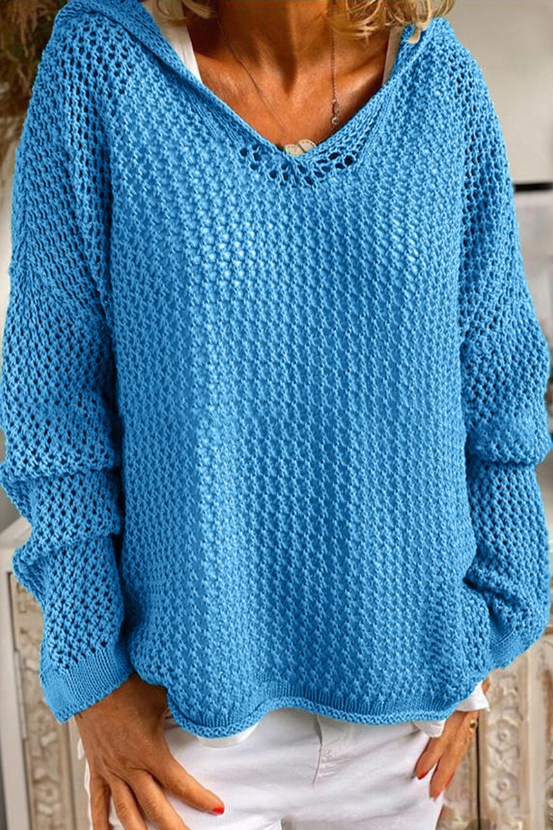 Astrid | Casual solid color hollow out hoodies for everyday wear