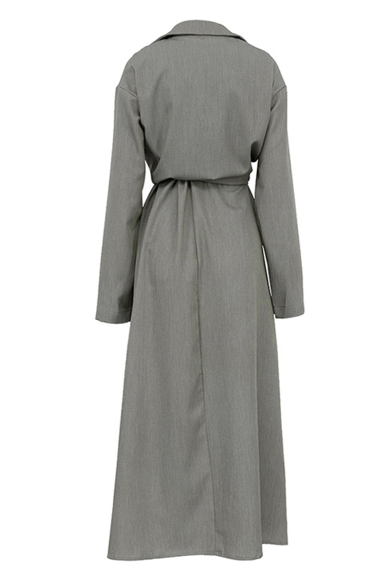Barbara | Casual daily solid color patchwork turn-down collar long sleeve two piece