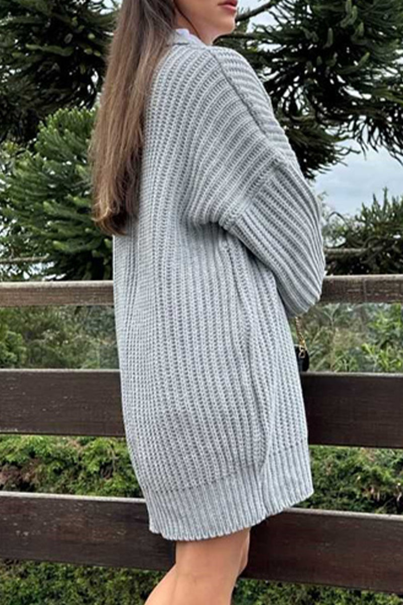 Bente | Casual cardigans with a plain woven pattern and collar for everyday wear