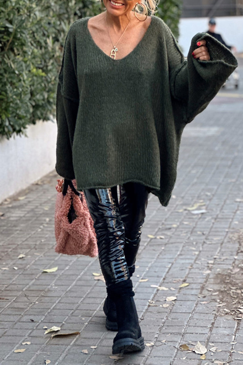 Bertha | Casual solid color V-neck sweaters