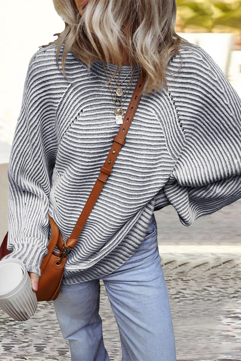 Bernadette | Casual everyday sweaters with a striped structure and contrasting O-neck