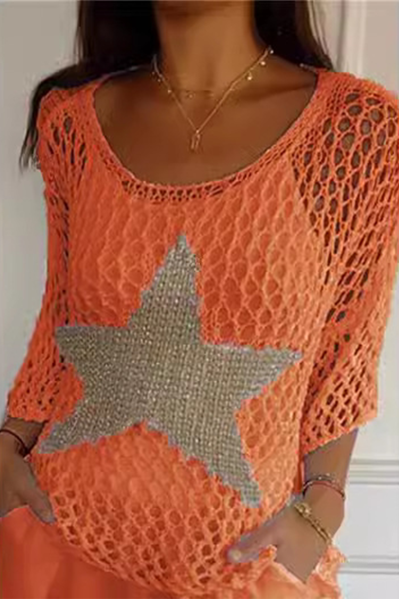 Birte | Sexy The Stars Hollow Out Sheer Scoop Neck Sweater
