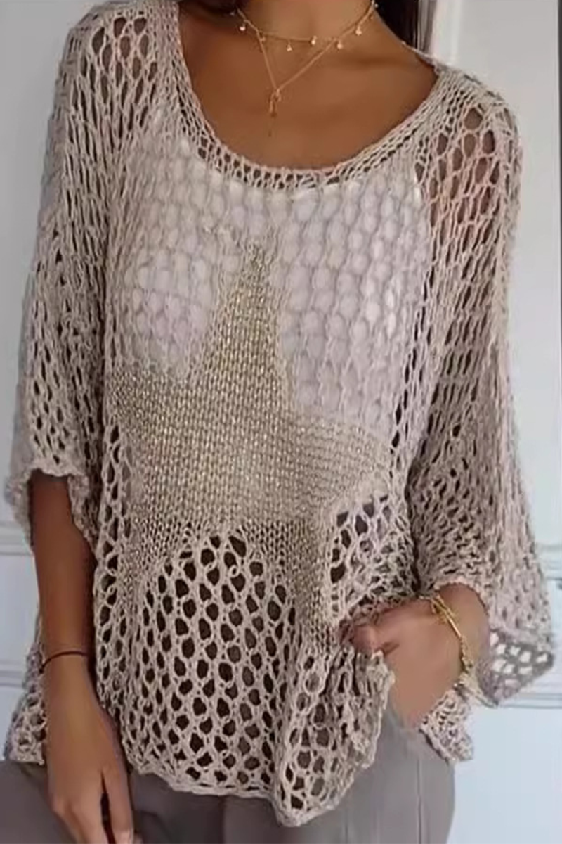 Birte | Sexy The Stars Hollow Out Sheer Scoop Neck Sweater