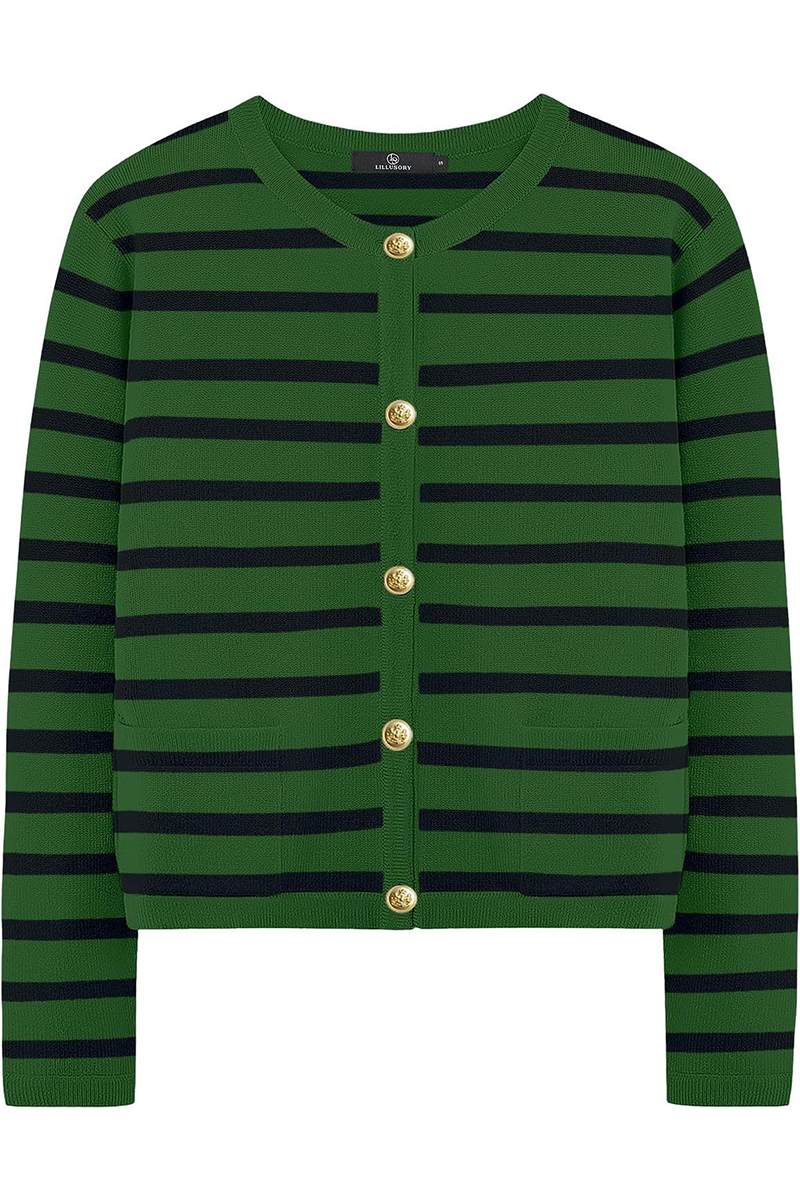 Bodil | Casual everyday outerwear with stripes and buttons and O-neck