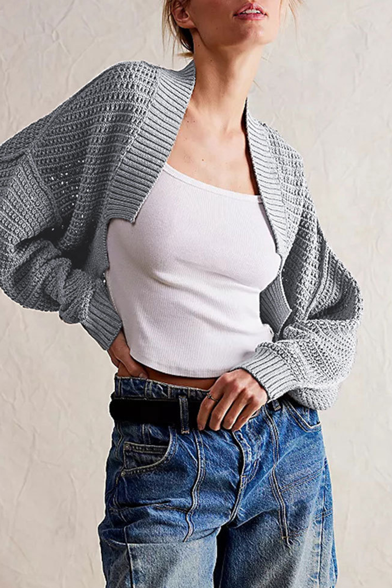 Carina | Casual everyday outerwear with plain woven pattern and cardigan collar