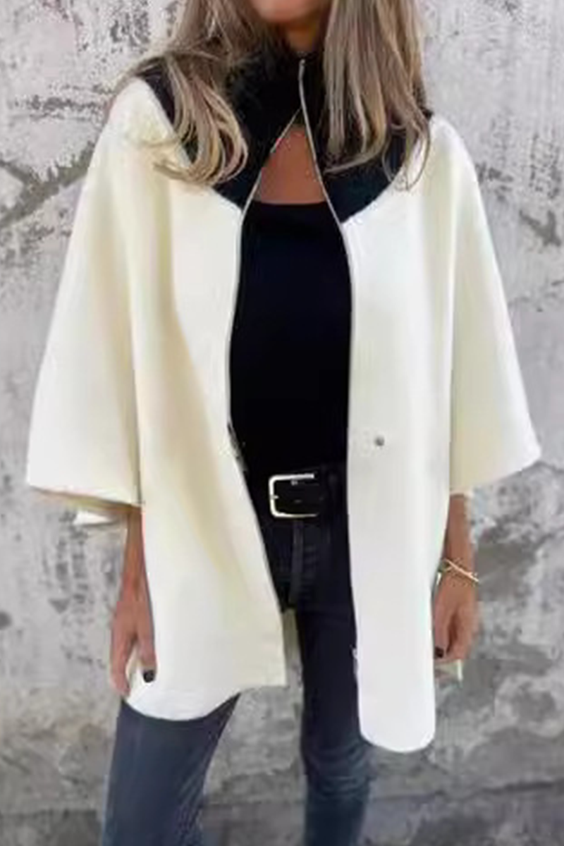Carolina | Casual patchwork outerwear with zip fastening and contrast stand-up collar