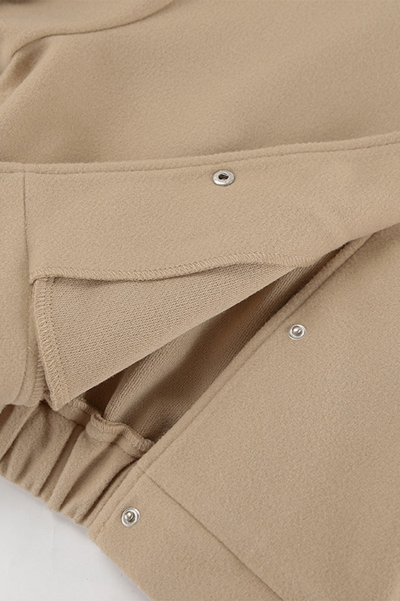 Charlotte | Casual street outerwear with plain pocket large mandarin collar