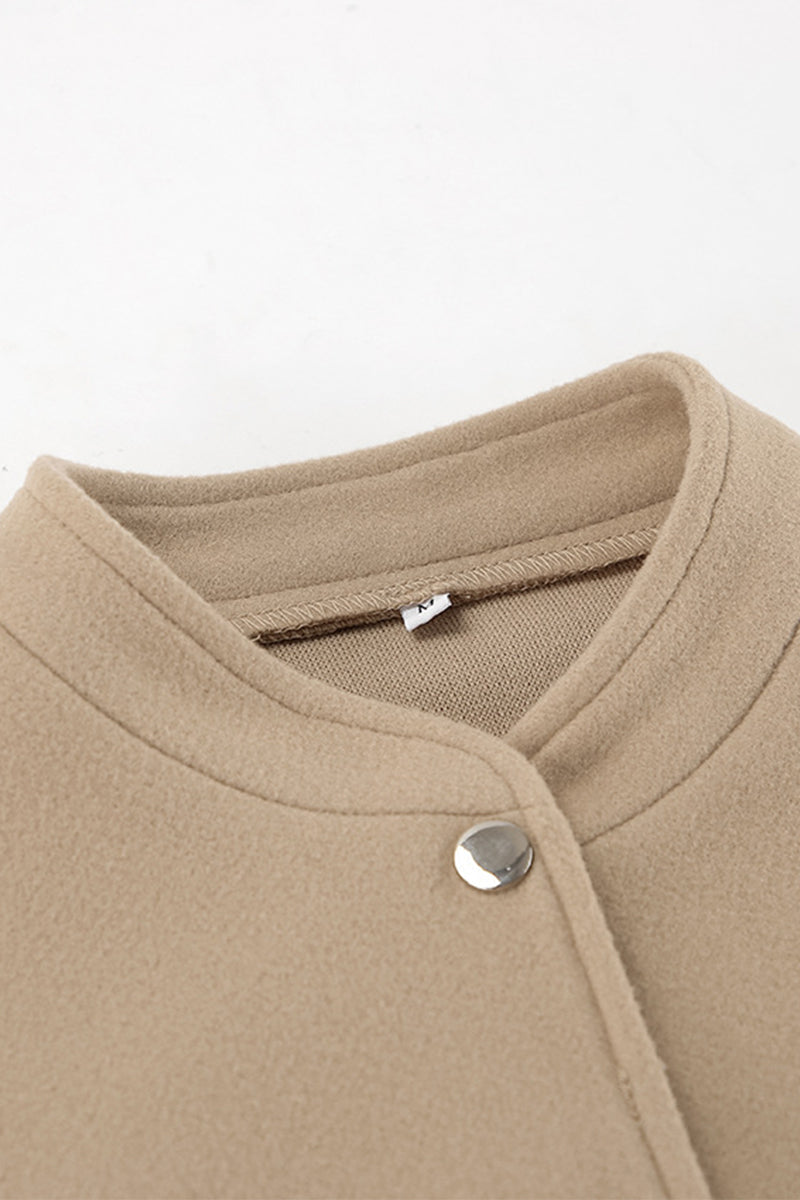 Charlotte | Casual street outerwear with plain pocket large mandarin collar