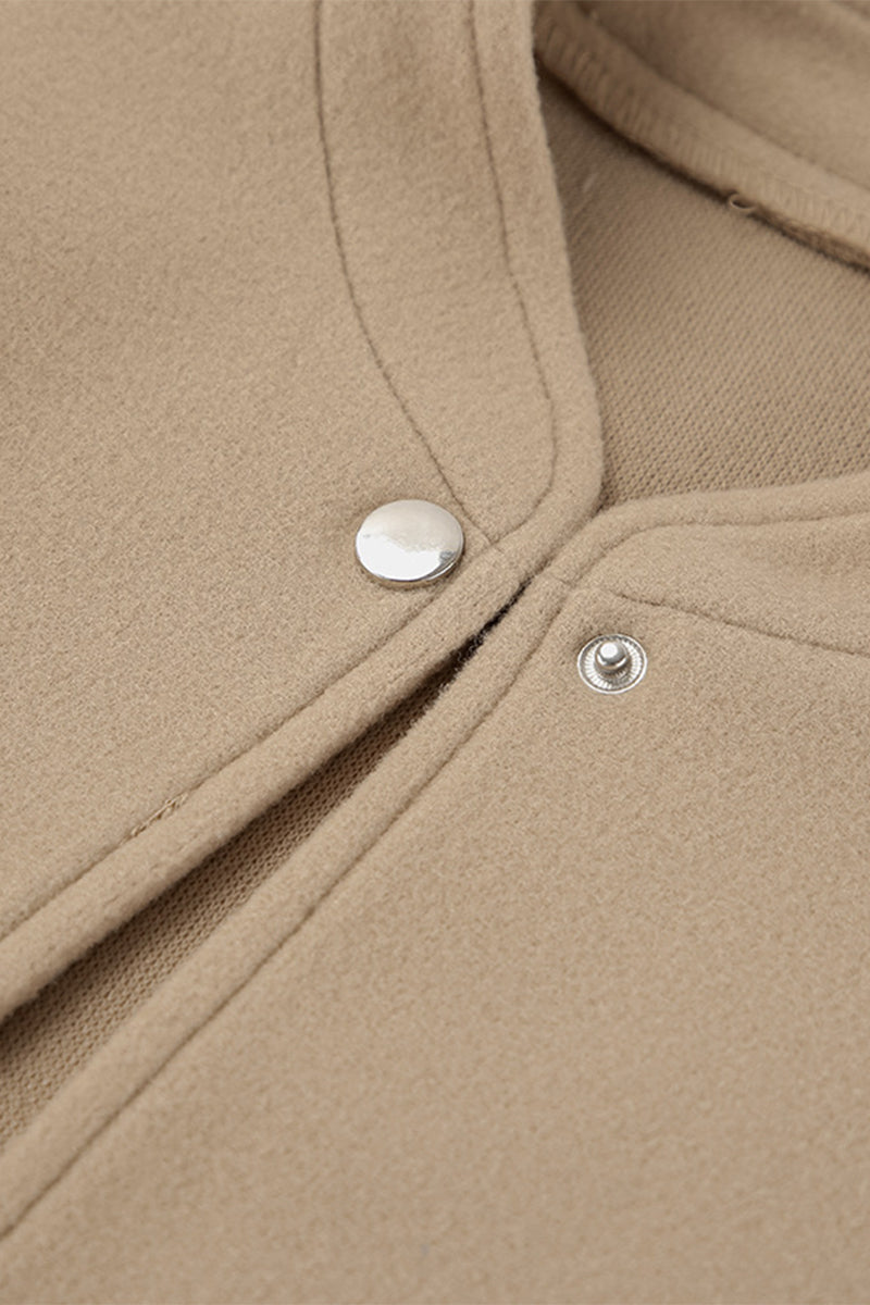 Charlotte | Casual street outerwear with plain pocket large mandarin collar