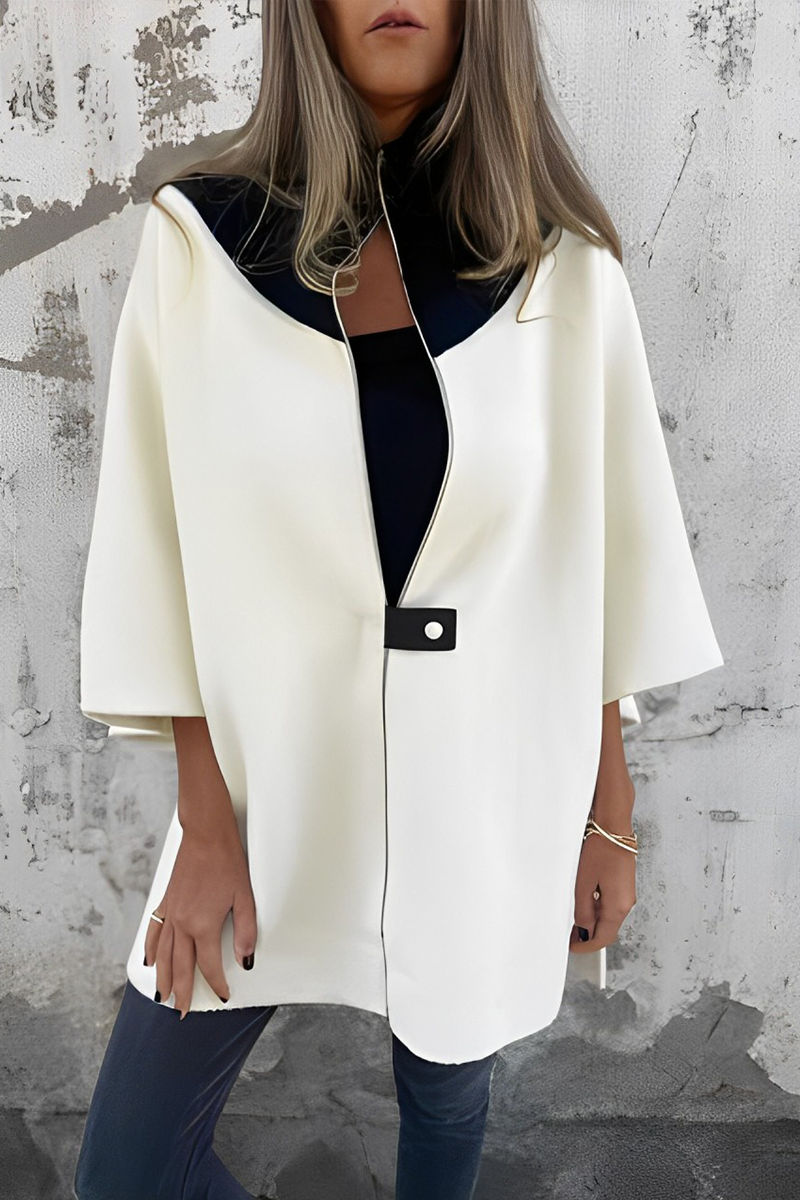 Carolina | Casual patchwork outerwear with zip fastening and contrast stand-up collar