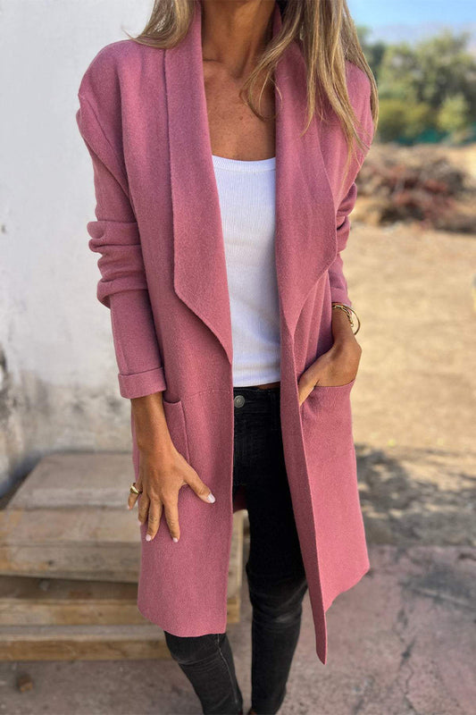 Claudia | Casual everyday outerwear with a solid color pocket turn-down collar