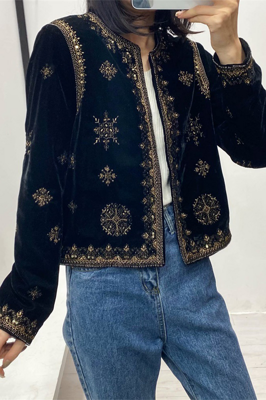 Connie | Casual O-neck floral embroidered outerwear