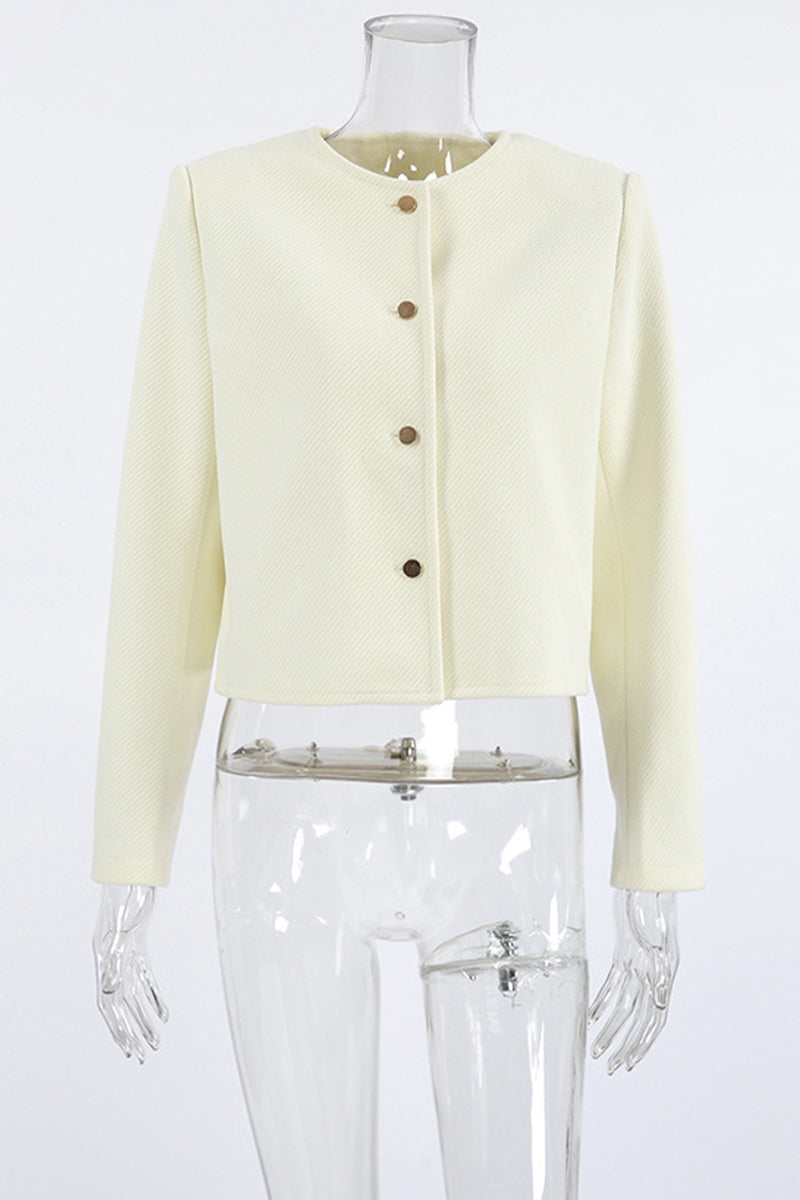 Concha | Casual everyday outerwear with solid color buttons and O-neck