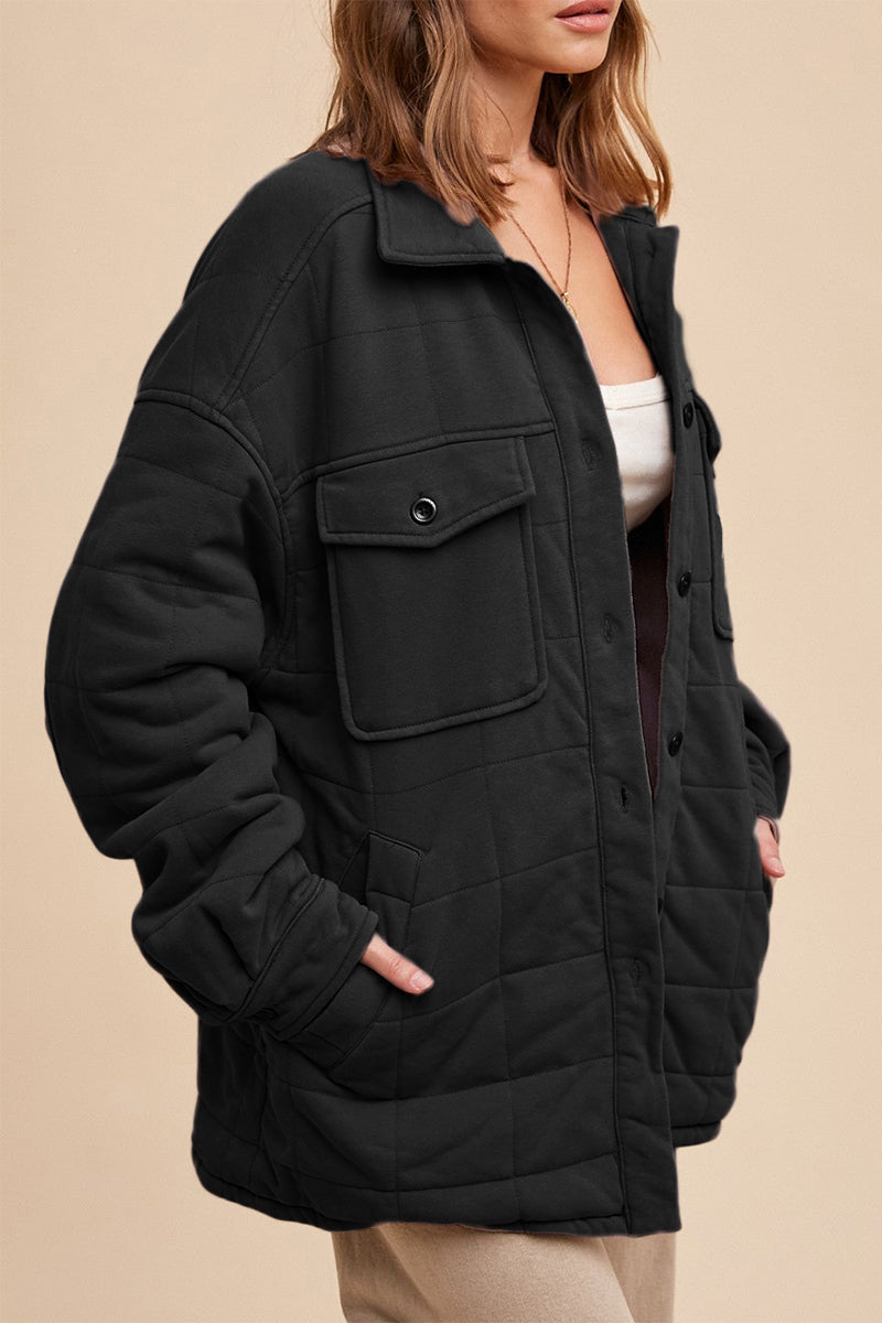 Danielle | Casual everyday outerwear with plain pocket buttons and turn-down collar