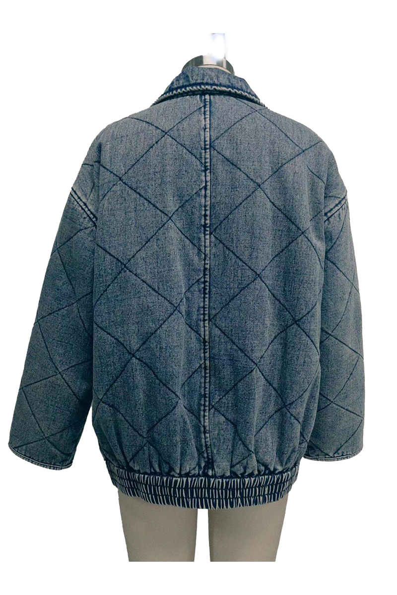 Denise | Casual solid color outerwear with distressed zipper and turn-down collar