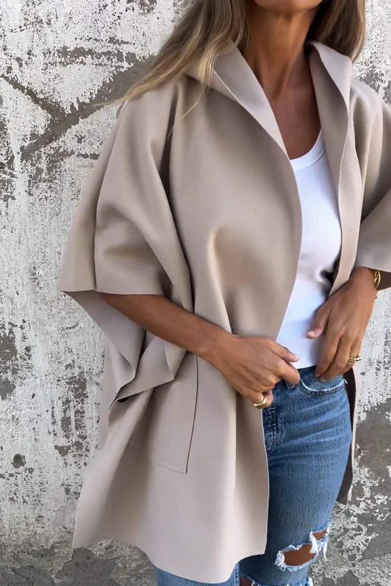 Diana | Casual solid color outerwear with pocket turn-down collar