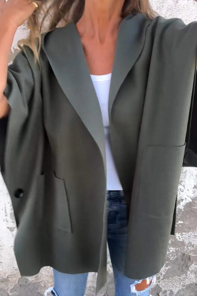 Diana | Casual solid color outerwear with pocket turn-down collar