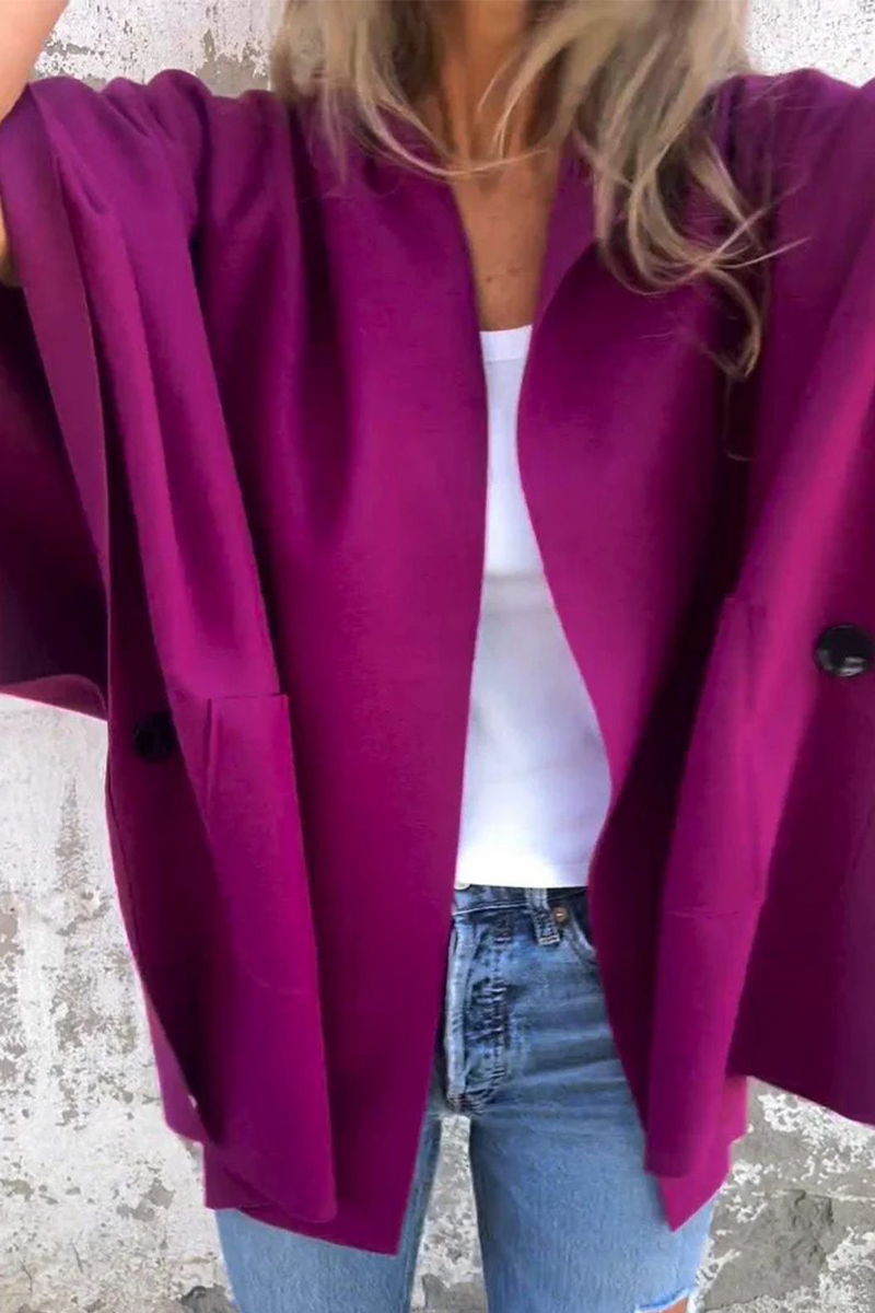 Diana | Casual solid color outerwear with pocket turn-down collar