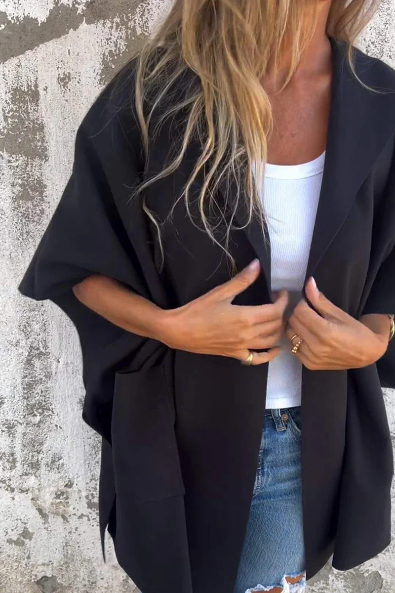Diana | Casual solid color outerwear with pocket turn-down collar