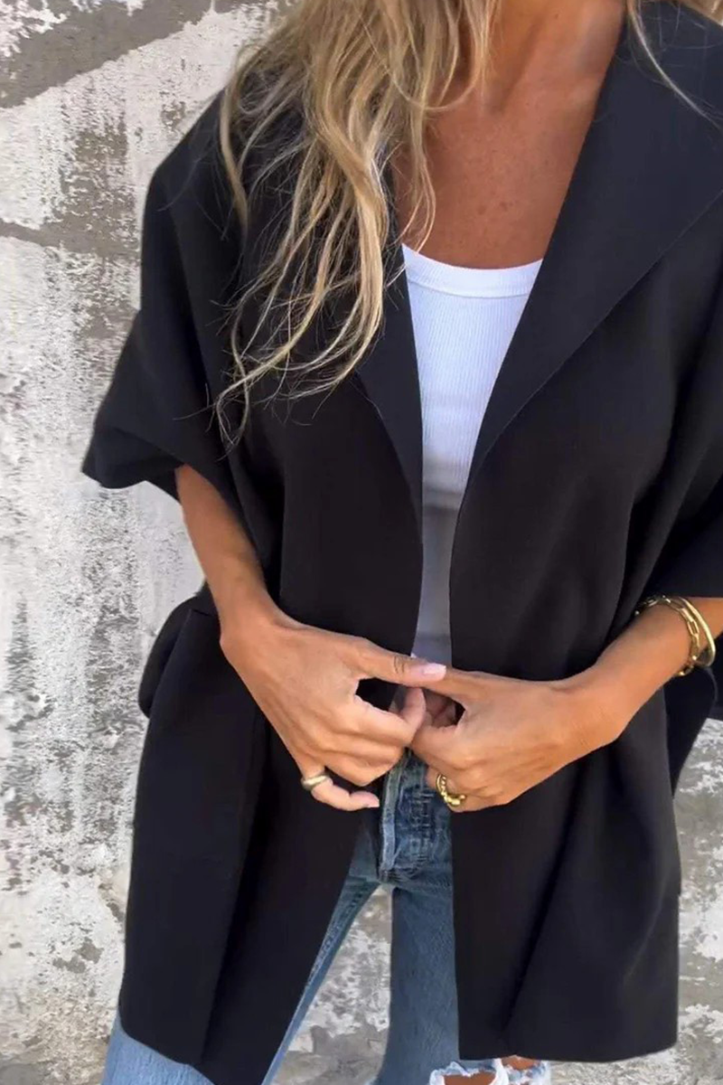 Diana | Casual solid color outerwear with pocket turn-down collar
