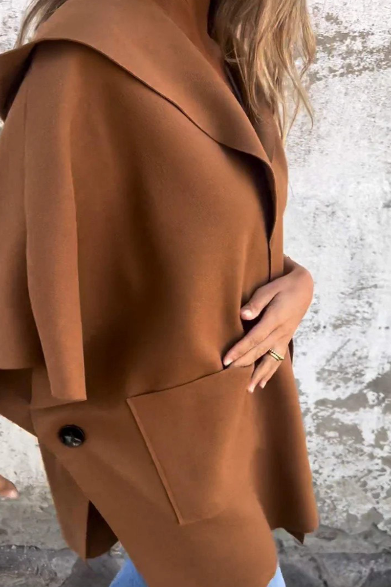 Diana | Casual solid color outerwear with pocket turn-down collar