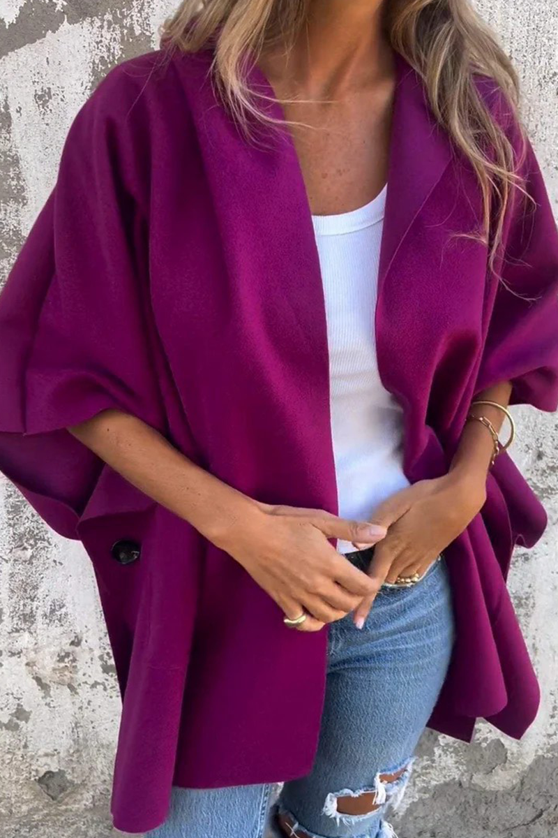 Diana | Casual solid color outerwear with pocket turn-down collar