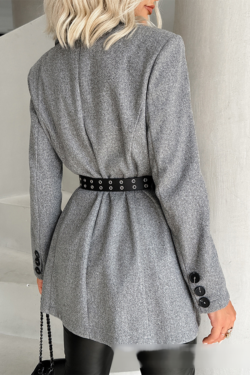 Dina | Casual color block patchwork contrast outerwear with adjustable reversible collar