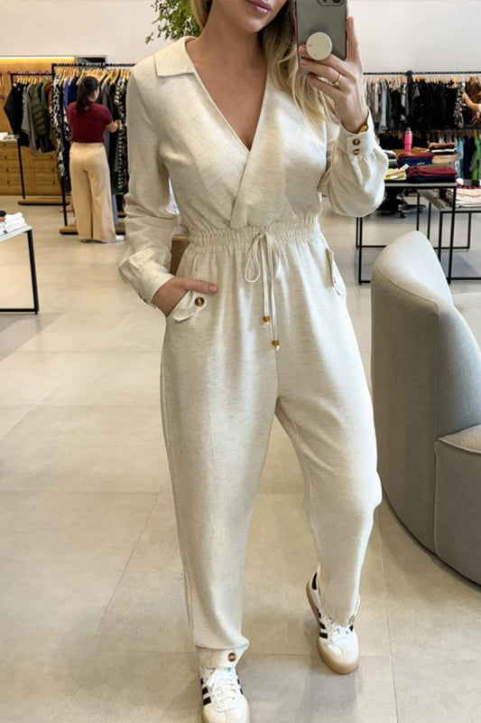 Ellie | Casual, figure-hugging V-neck patchwork jumpsuits