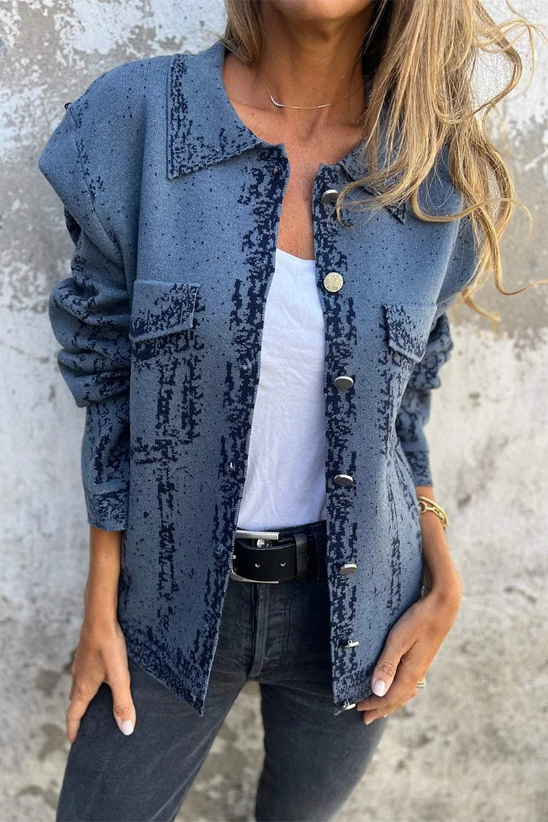 Eliana | Casual outerwear with distressed buttons and turn-down collar