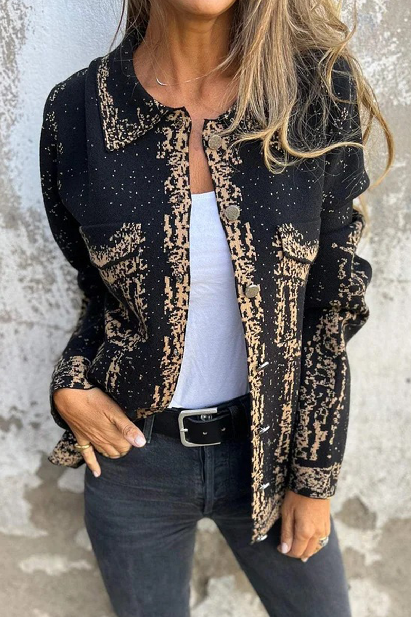 Eliana | Casual outerwear with distressed buttons and turn-down collar