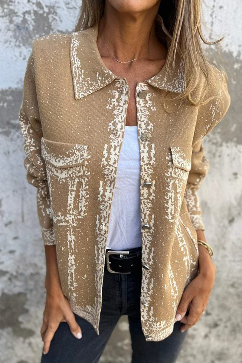 Eliana | Casual outerwear with distressed buttons and turn-down collar