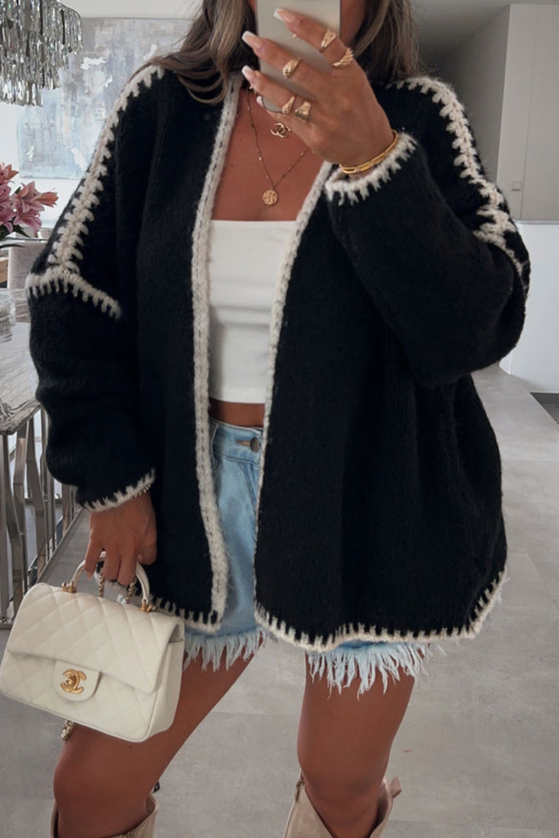 Ellen | Casual solid color woven contrast outerwear