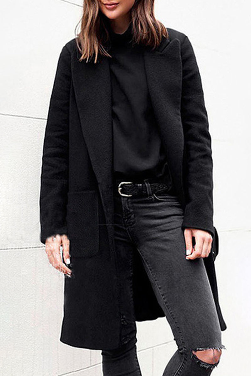 Elsbeth | Casual street pocket outerwear with reversible collar