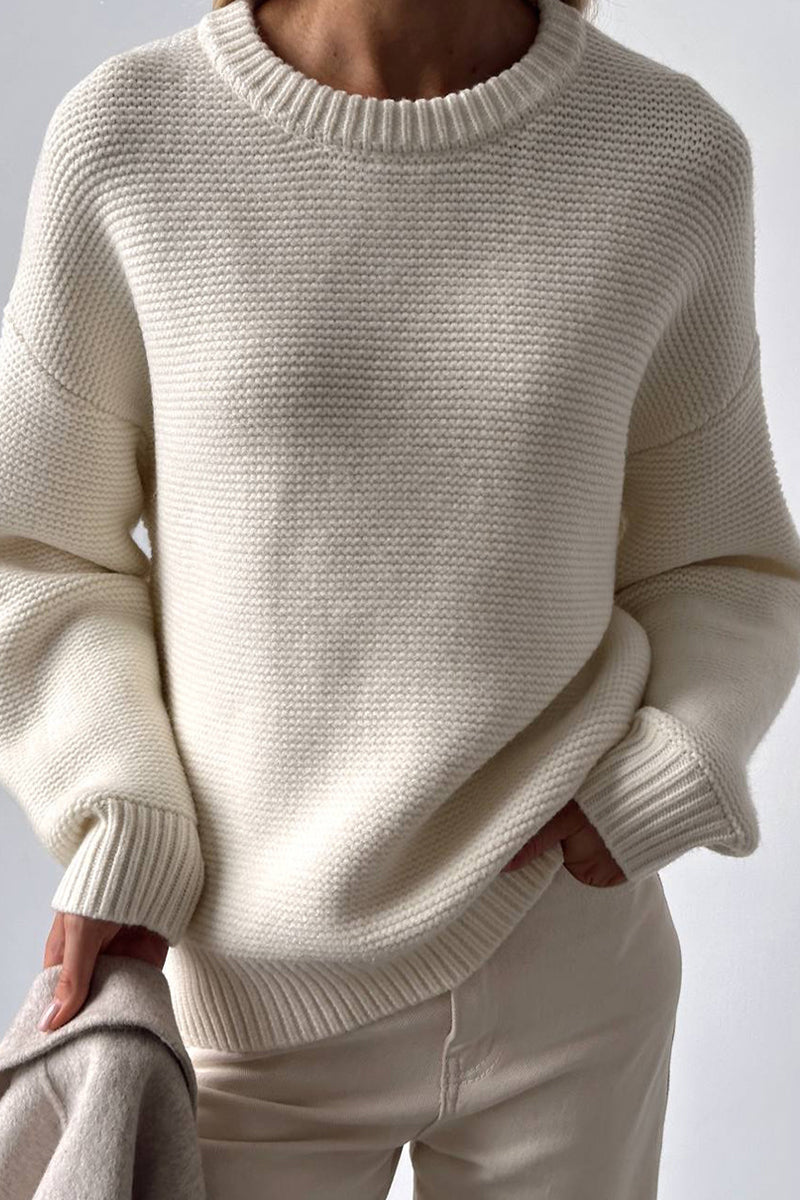 Encarna | Casual solid color O-neck sweaters for everyday wear