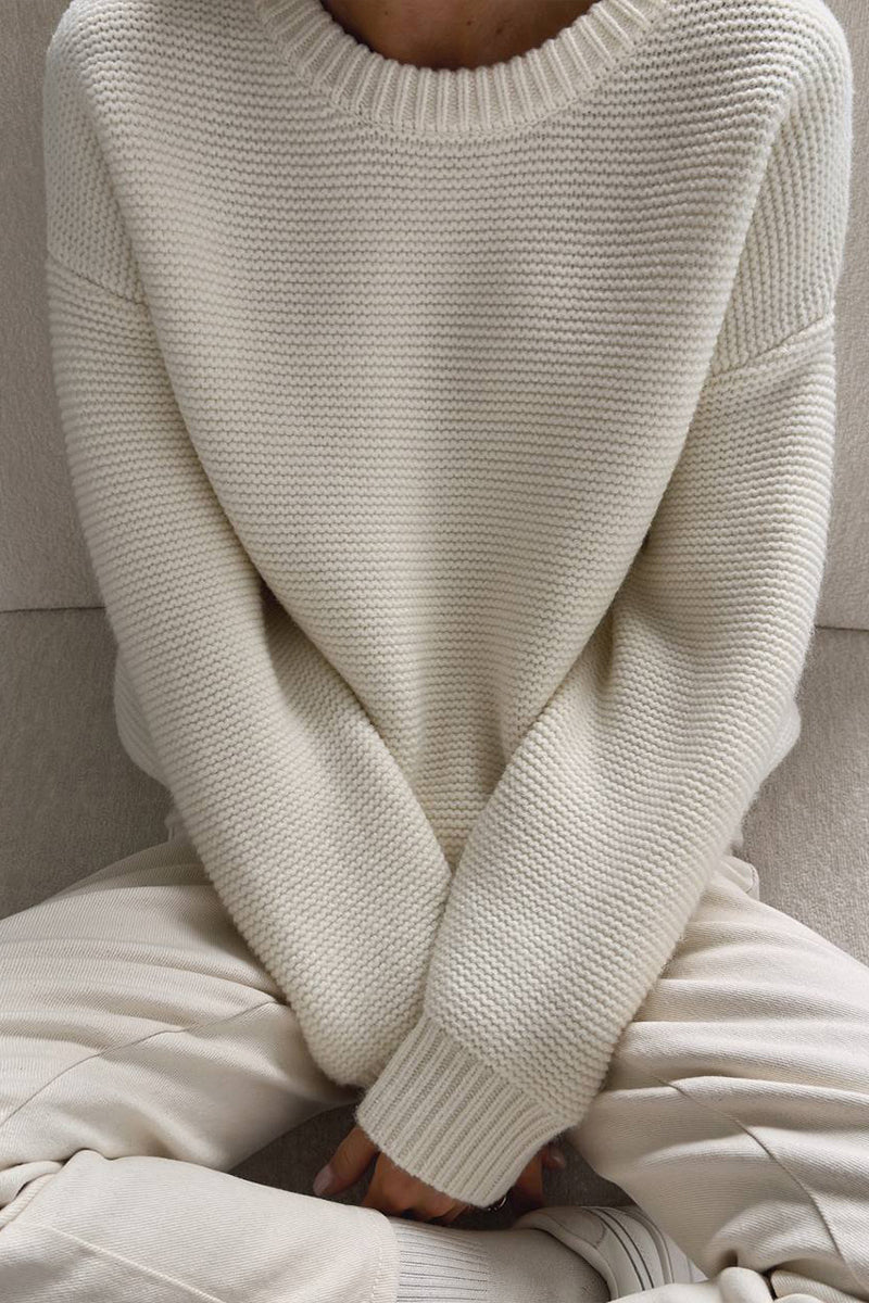Encarna | Casual solid color O-neck sweaters for everyday wear